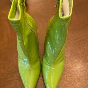 Truffle Collection Halloween Stiletto Heels Green Patent Leather Sock Boots NWT